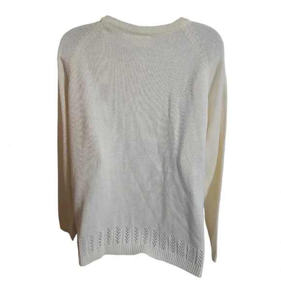 Nationals Large Ivory Eyelet Button Up Cardigan Sweater Grandmacore Cottage - Picture 3 of 7